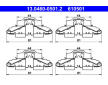 Sada prislusenstvi, oblozeni kotoucove brzdy ATE 13.0460-0501.2
