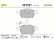 Sada brzdových destiček, kotoučová brzda VALEO 301751