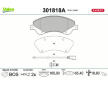 Sada brzdových destiček, kotoučová brzda VALEO 301818A
