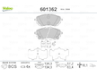 Sada brzdových destiček, kotoučová brzda VALEO 601362