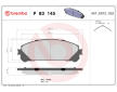 Sada brzdových destiček, kotoučová brzda BREMBO P 83 145