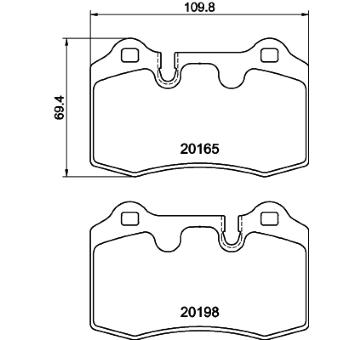 Sada brzdových destiček, kotoučová brzda HELLA 8DB 355 015-881