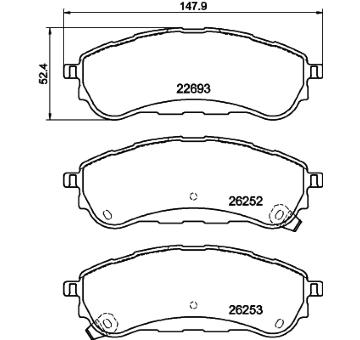 Sada brzdových destiček, kotoučová brzda HELLA 8DB 355 040-751