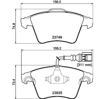 Sada brzdových destiček, kotoučová brzda HELLA 8DB 355 011-621