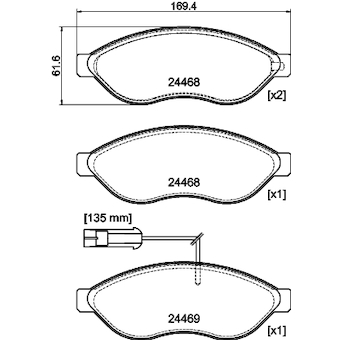 Sada brzdových destiček, kotoučová brzda HELLA 8DB 355 044-451