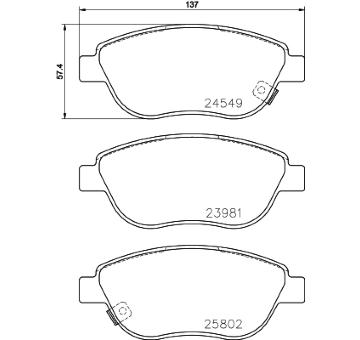 Sada brzdových destiček, kotoučová brzda HELLA 8DB 355 020-881