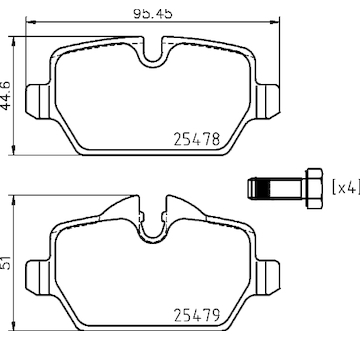 Sada brzdových destiček, kotoučová brzda HELLA 8DB 355 020-111