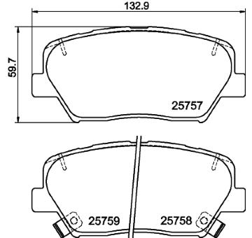 Sada brzdových destiček, kotoučová brzda HELLA 8DB 355 025-911