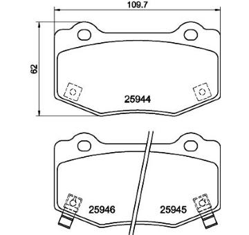 Sada brzdových destiček, kotoučová brzda HELLA 8DB 355 043-851