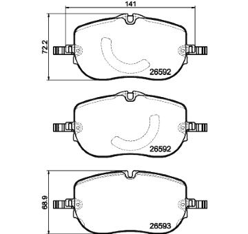 Sada brzdových destiček, kotoučová brzda HELLA 8DB 355 044-261