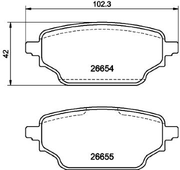 Sada brzdových destiček, kotoučová brzda HELLA 8DB 355 046-001