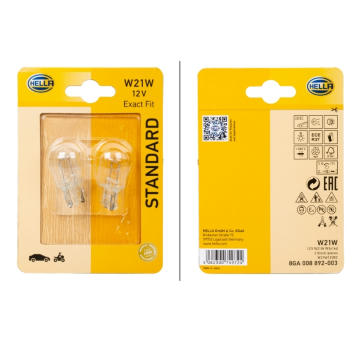 HELLA Žiarovka W21W 12V 21W 3x16d /blister  2ks/