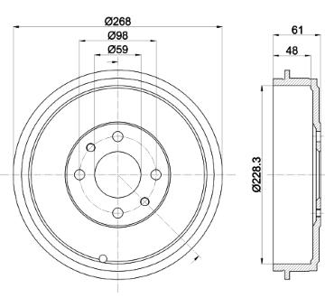 Brzdový buben HELLA 8DT 355 301-091