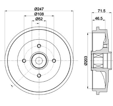 Brzdový buben HELLA 8DT 355 302-791