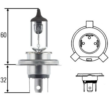 žárovka H4 HELLA 12V 60/55W P43t-38 o 30% více světla