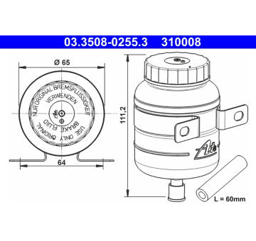 Vyrovnávací nádoba, brzdová kapalina ATE 03.3508-0255.3