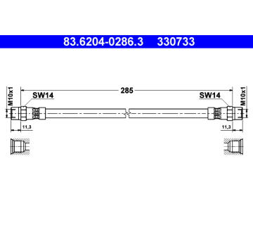 Brzdová hadice ATE 83.6204-0286.3