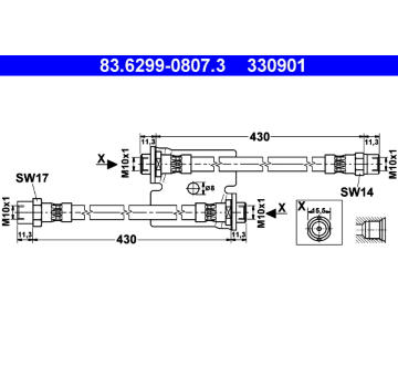 Brzdová hadice ATE 83.6299-0807.3