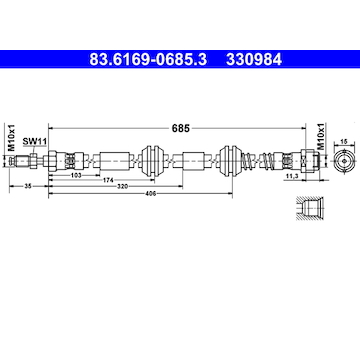 Brzdová hadice ATE 83.6169-0685.3
