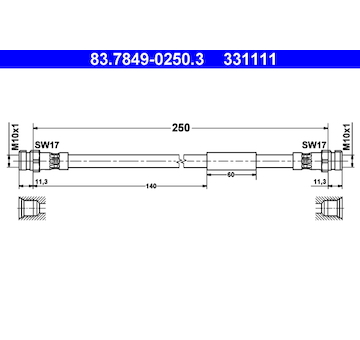 Brzdová hadice ATE 83.7849-0250.3