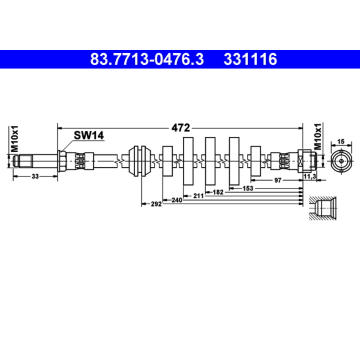 Brzdová hadice ATE 83.7713-0476.3