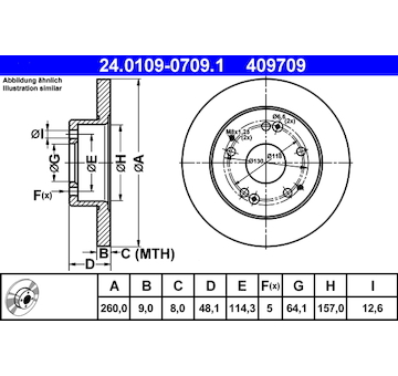 Brzdový kotouč ATE 24.0109-0709.1