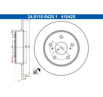 Brzdový kotouč ATE 24.0110-0425.1