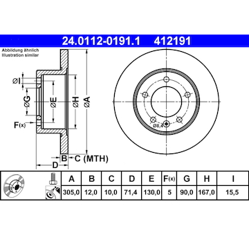 Brzdový kotouč ATE ATE 24.0112-0191.1