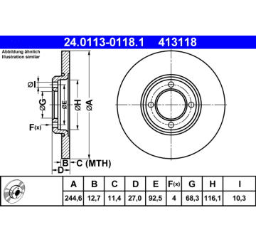 Brzdový kotouč ATE 24.0113-0118.1