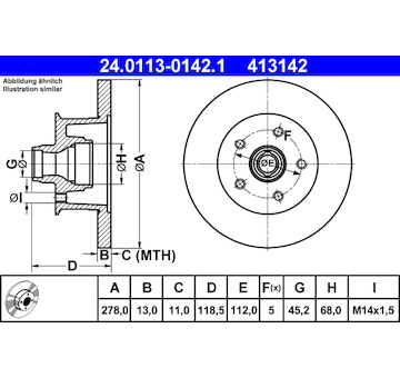 Brzdový kotouč ATE 24.0113-0142.1