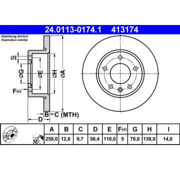 Brzdový kotouč ATE 24.0113-0174.1