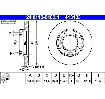 Brzdový kotouč ATE 24.0113-0183.1