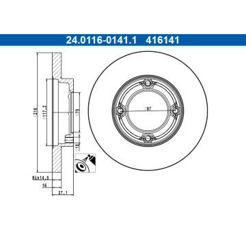 Brzdový kotúč ATE 24.0116-0141.1