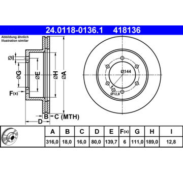 Brzdový kotouč ATE 24.0118-0136.1