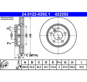 Brzdový kotouč ATE 24.0122-0292.1