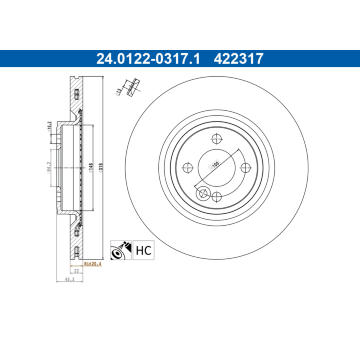 Brzdový kotouč ATE 24.0122-0317.1