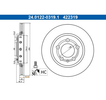 Brzdový kotouč ATE 24.0122-0319.1