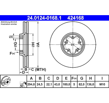 Brzdový kotouč ATE 24.0124-0168.1