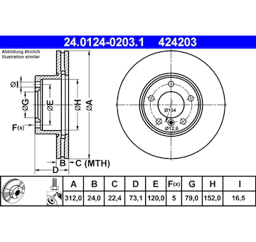 Brzdový kotouč ATE ATE 24.0124-0203.1