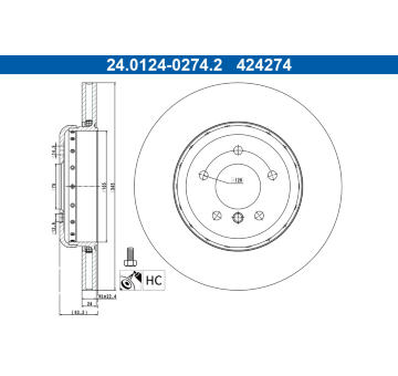 Brzdový kotúč ATE 24.0124-0274.2