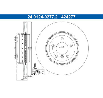 Brzdový kotúč ATE 24.0124-0277.2