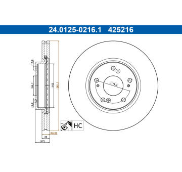 Brzdový kotouč ATE 24.0125-0216.1