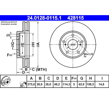 Brzdový kotouč ATE 24.0128-0115.1