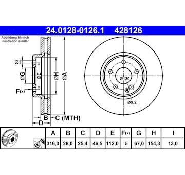 Brzdový kotouč ATE 24.0128-0126.1