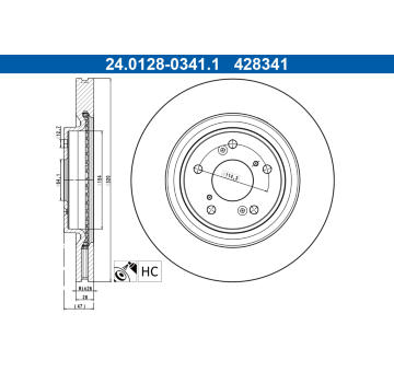 Brzdový kotúč ATE 24.0128-0341.1