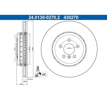 Brzdový kotúč ATE 24.0130-0270.2