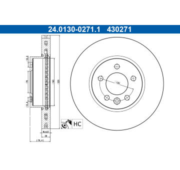 Brzdový kotúč ATE 24.0130-0271.1