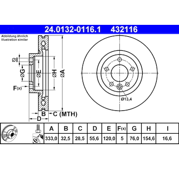 Brzdový kotouč ATE 24.0132-0116.1