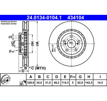 Brzdový kotouč ATE 24.0134-0104.1