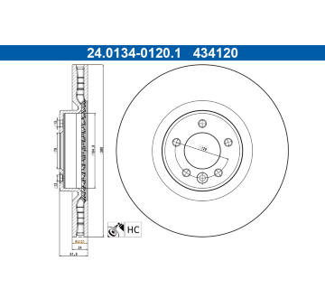 Brzdový kotúč ATE 24.0134-0120.1